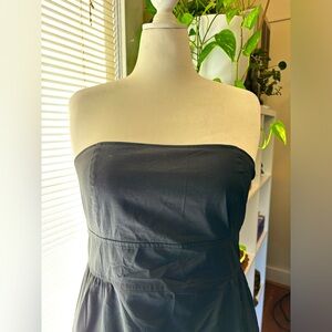 Holiday Party Dress! Black sateen cotton strapless dress.